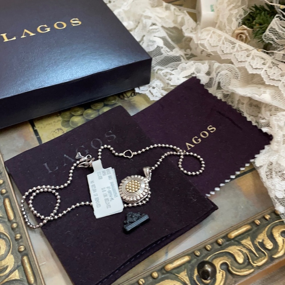 Lagos Sterling Silver 18K Round pendant necklace